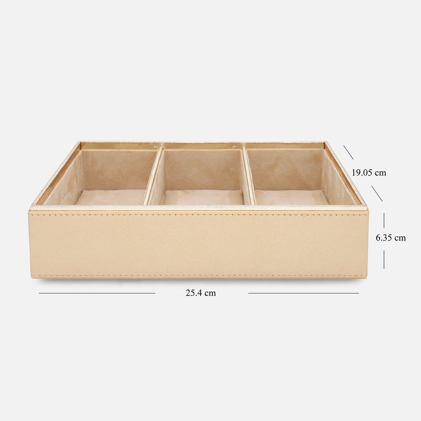 Gold 3 Compartment Faux Leather Organiser