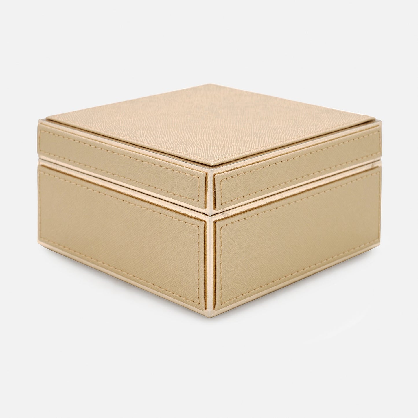 Gold Square Faux Leather Box with Lid