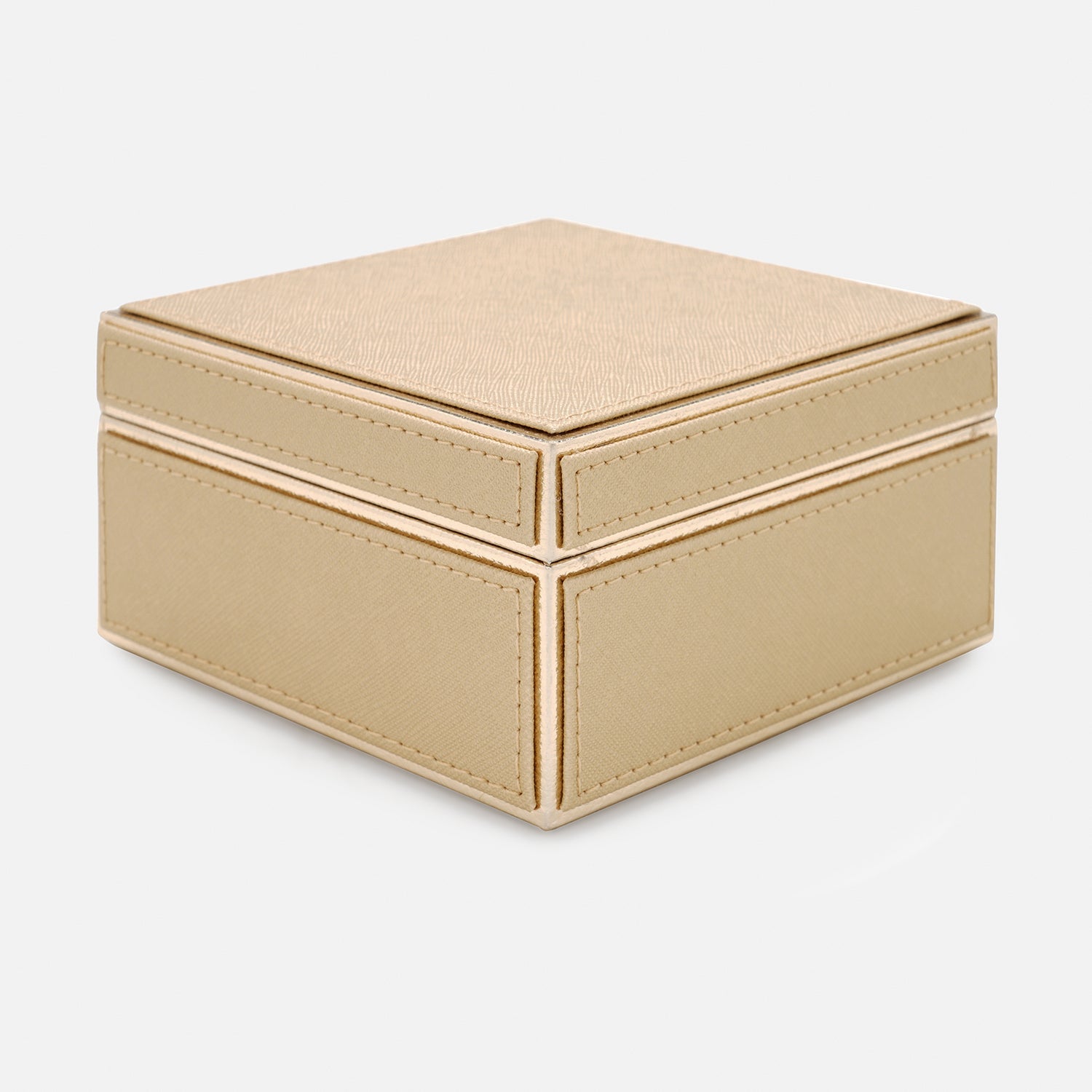 Gold Square Faux Leather Box with Lid