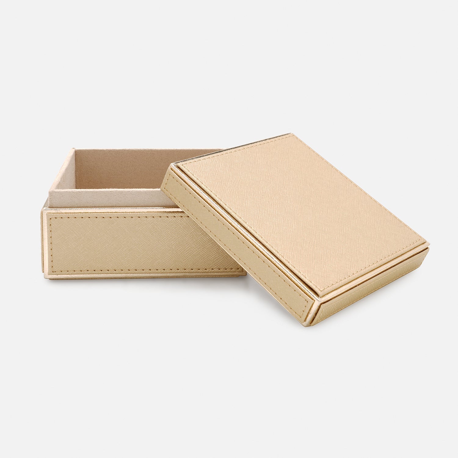Gold Square Faux Leather Box with Lid