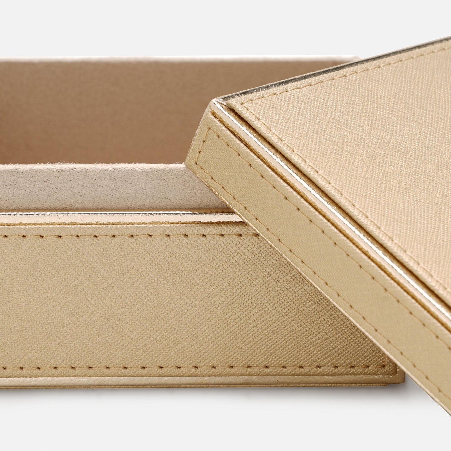 Gold Square Faux Leather Box with Lid