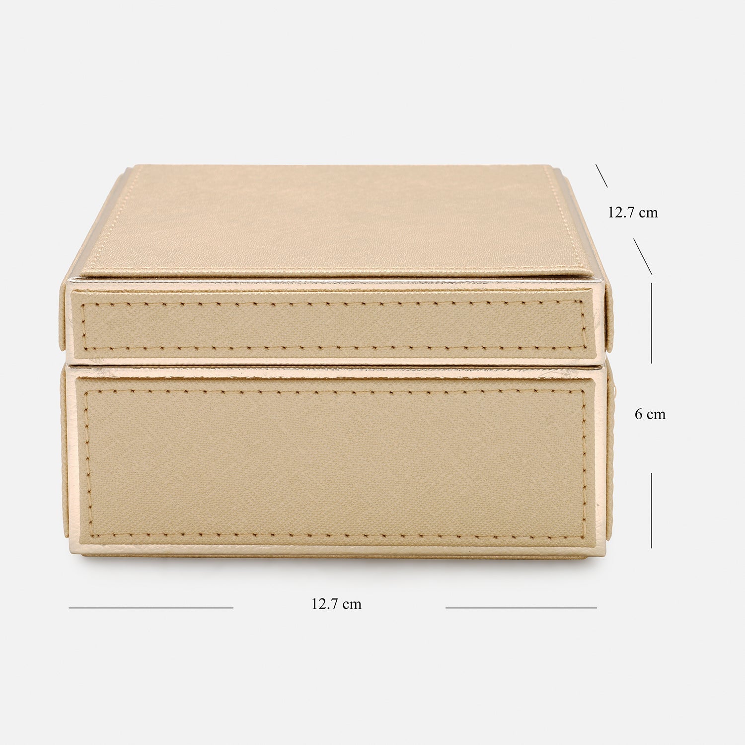 Gold Square Faux Leather Box with Lid