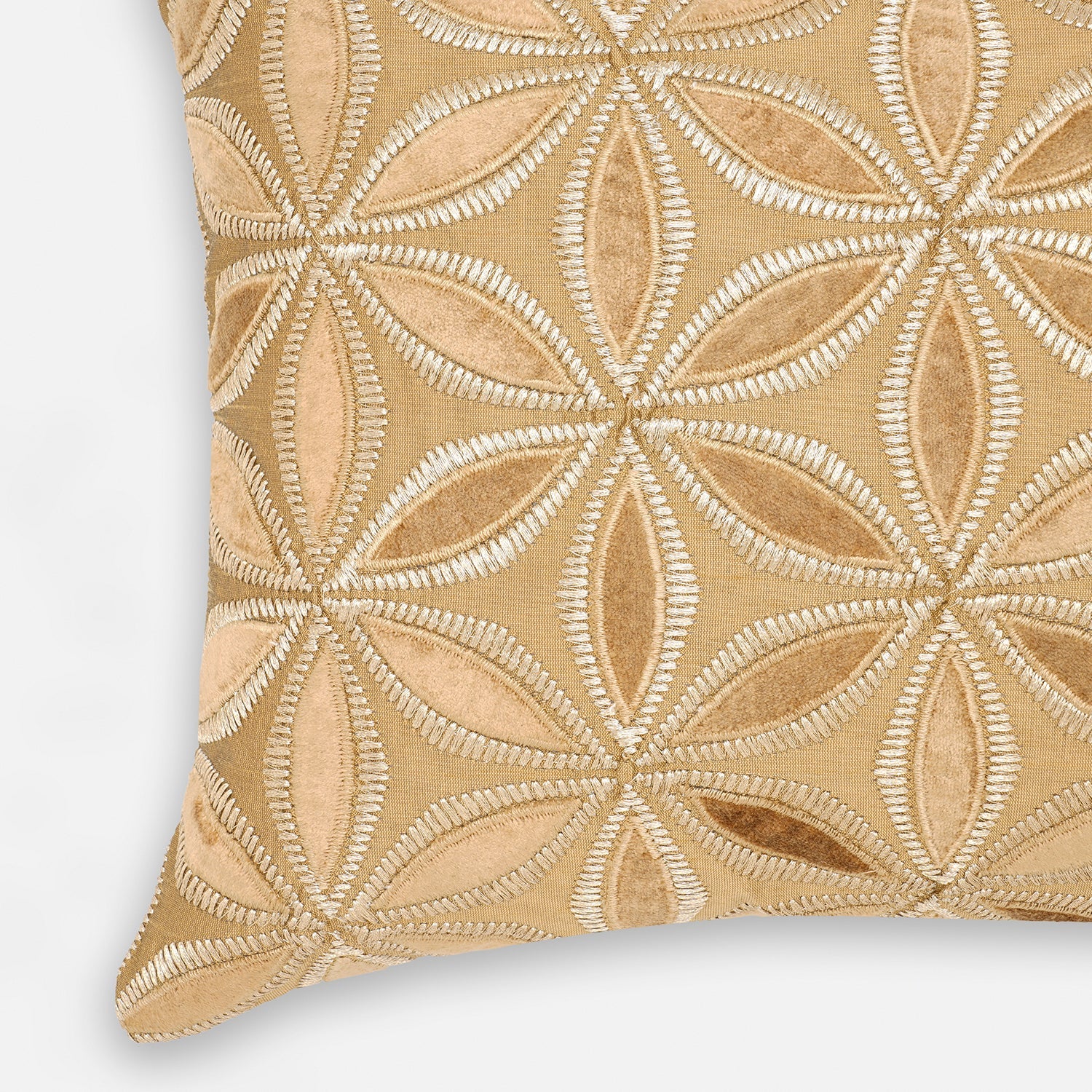 Gold Embroidered Rectangle Cushion Cover