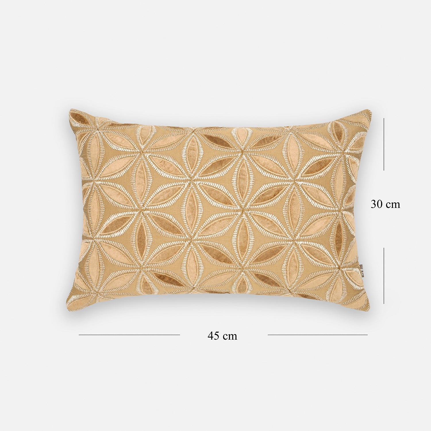 Gold Embroidered Rectangle Cushion Cover