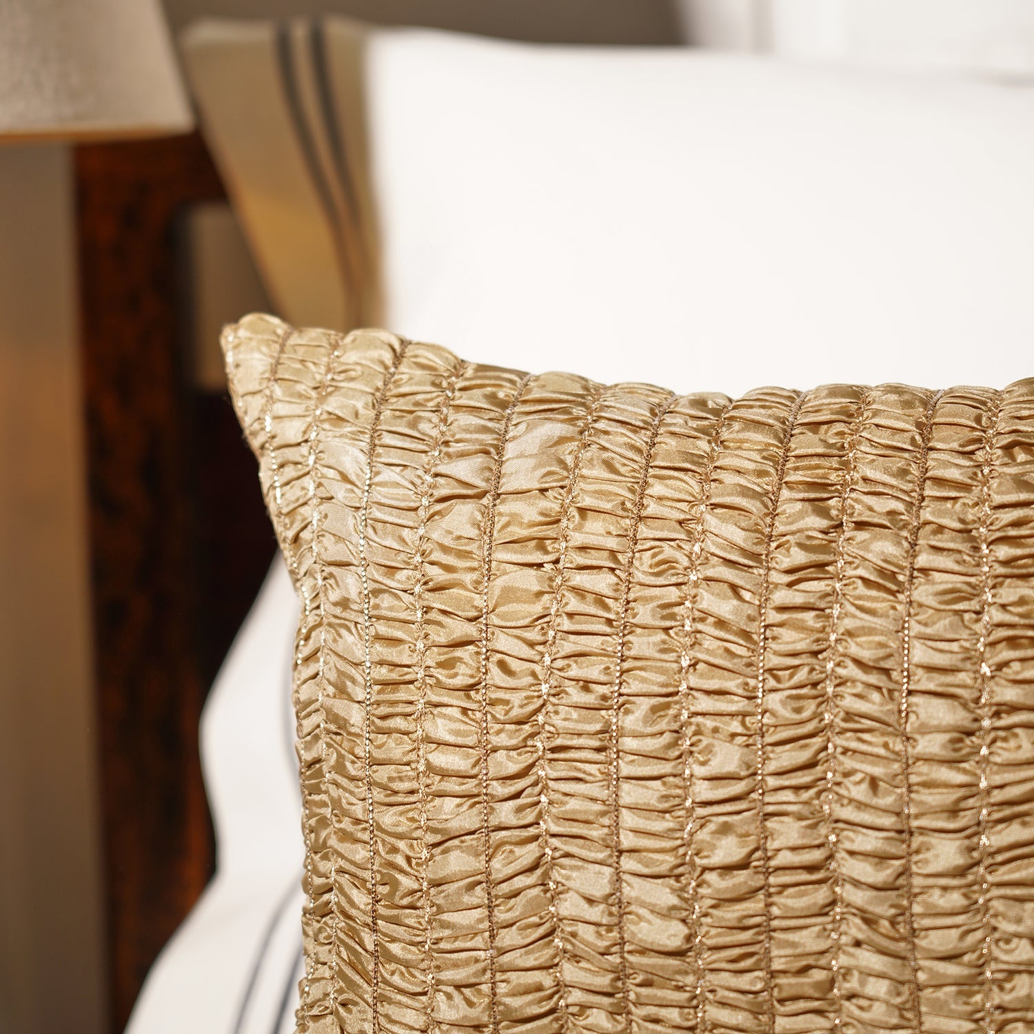 Gold Textured Rectangle Cushion Cover