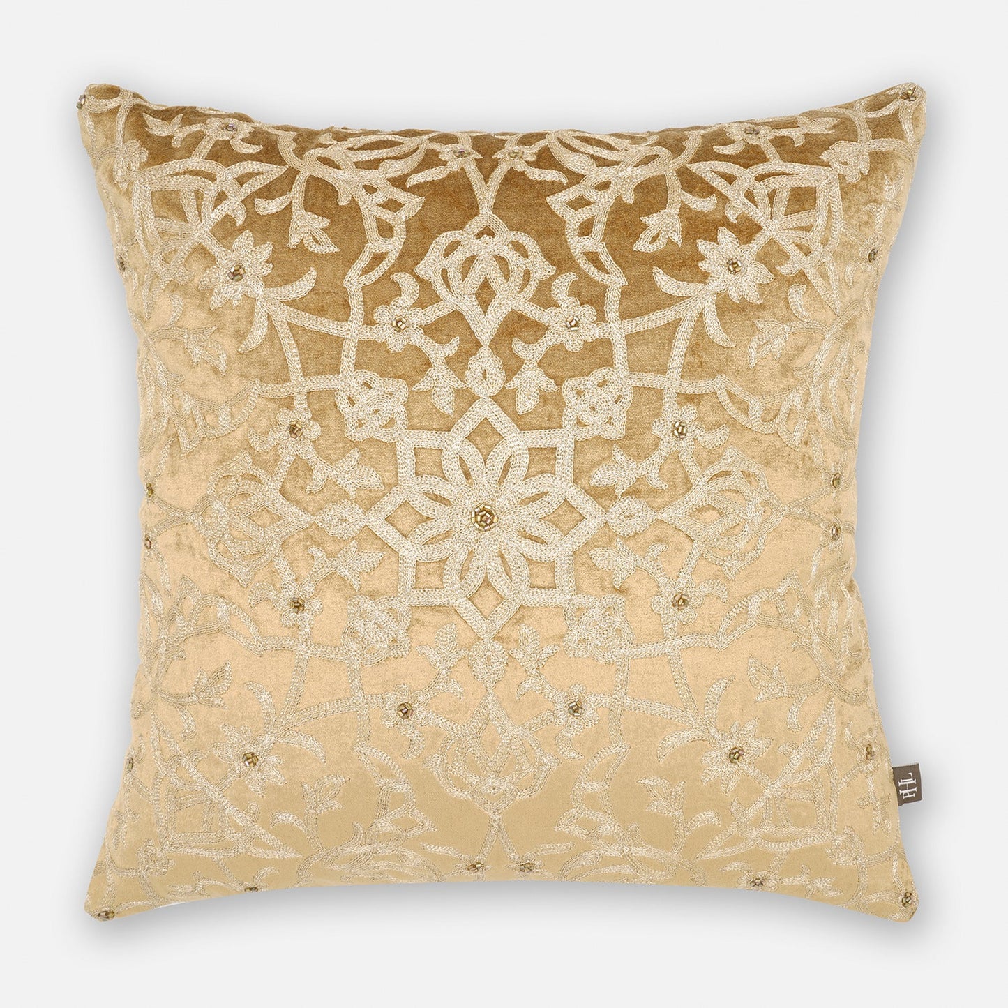 Gold Embroidered Motif Cushion Cover
