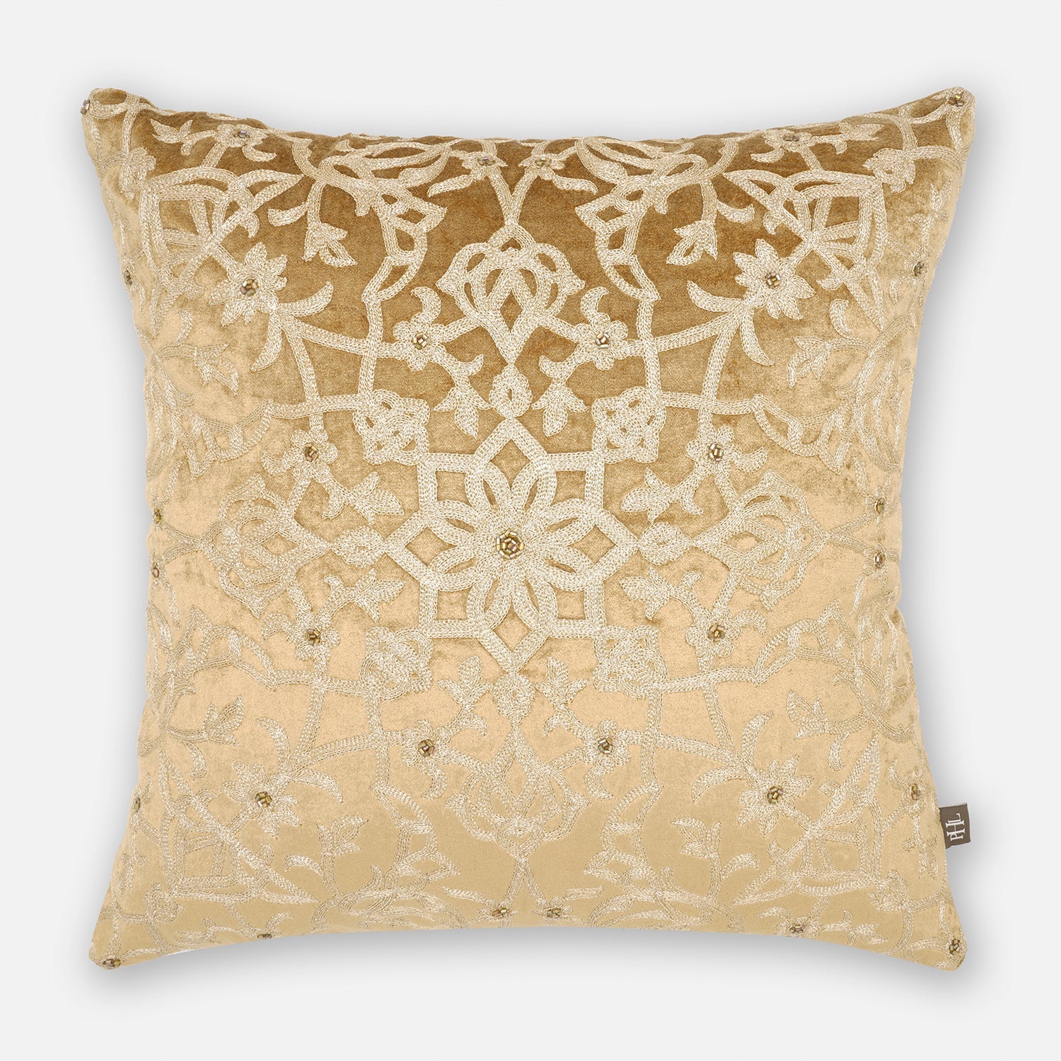 Gold Embroidered Motif Cushion Cover