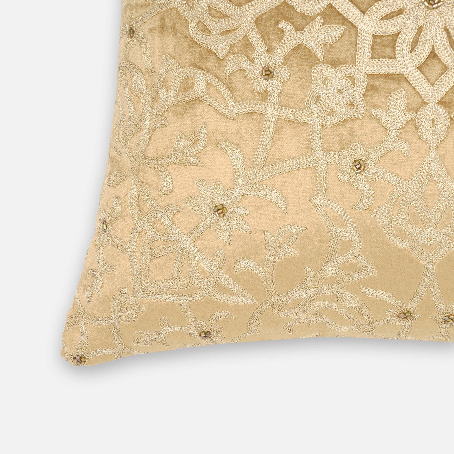 Gold Embroidered Motif Cushion Cover