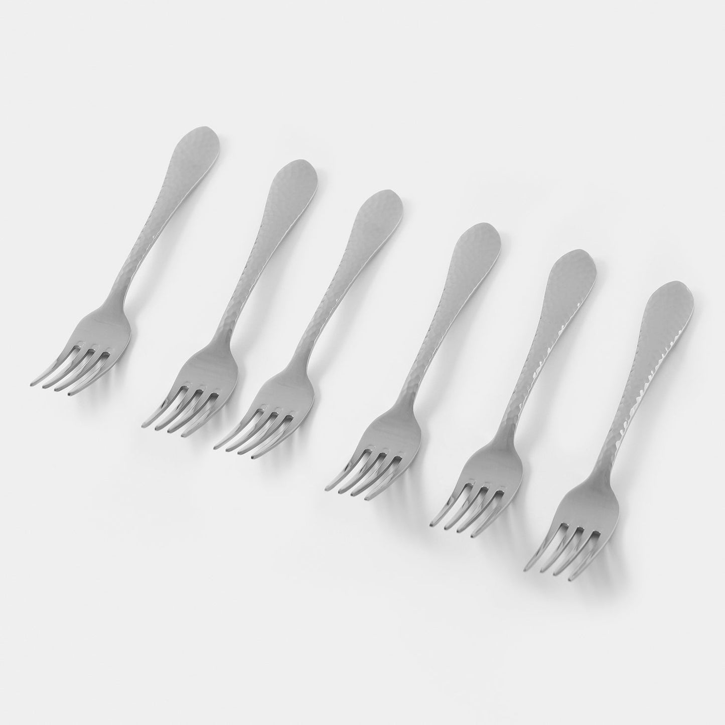 Set of 6 Silver Stainless Steel Dessert Forks