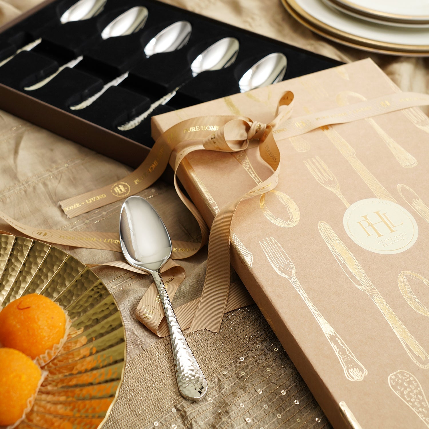 Set of 6 Silver Stainless Steel Dessert Spoons