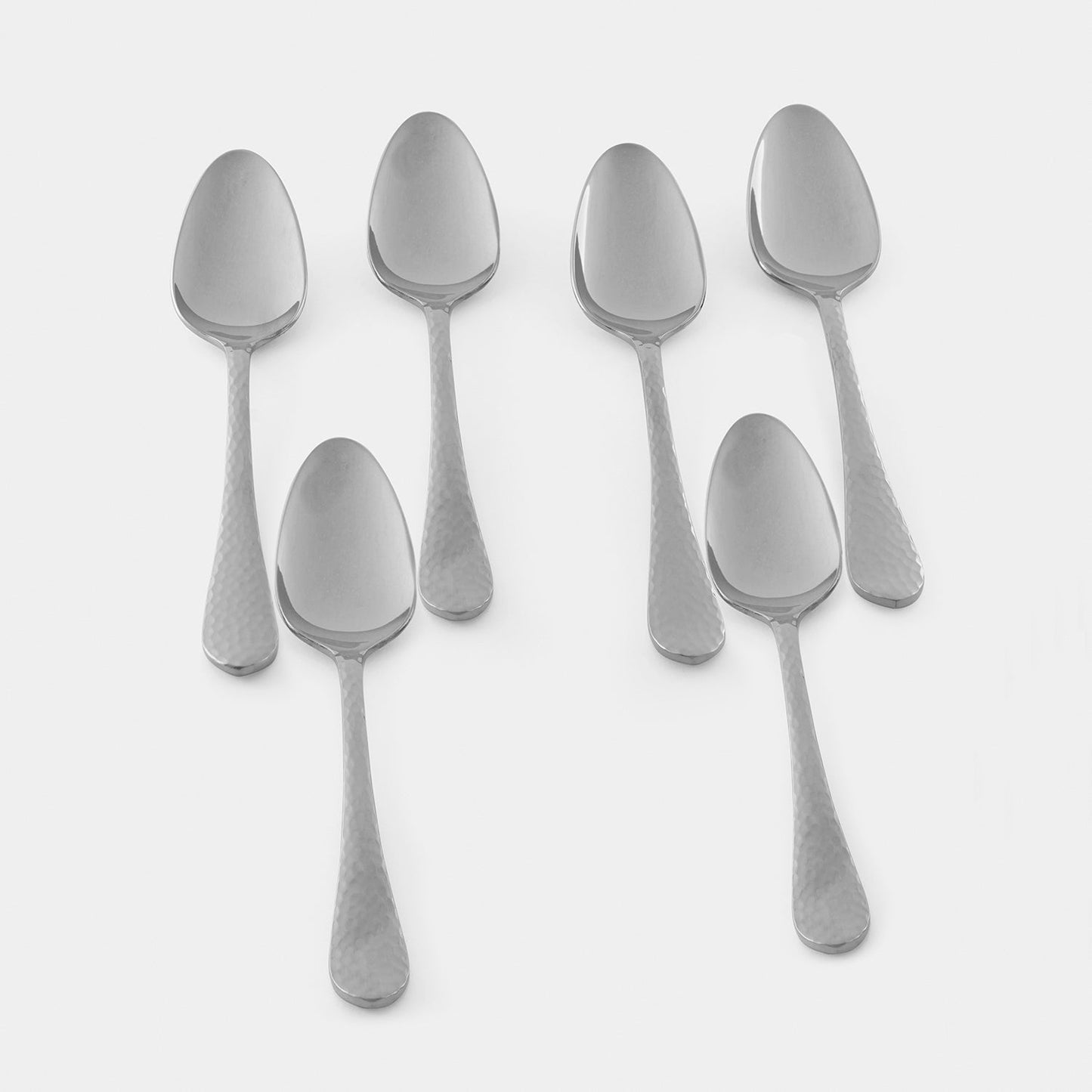 Set of 6 Silver Stainless Steel Dessert Spoons