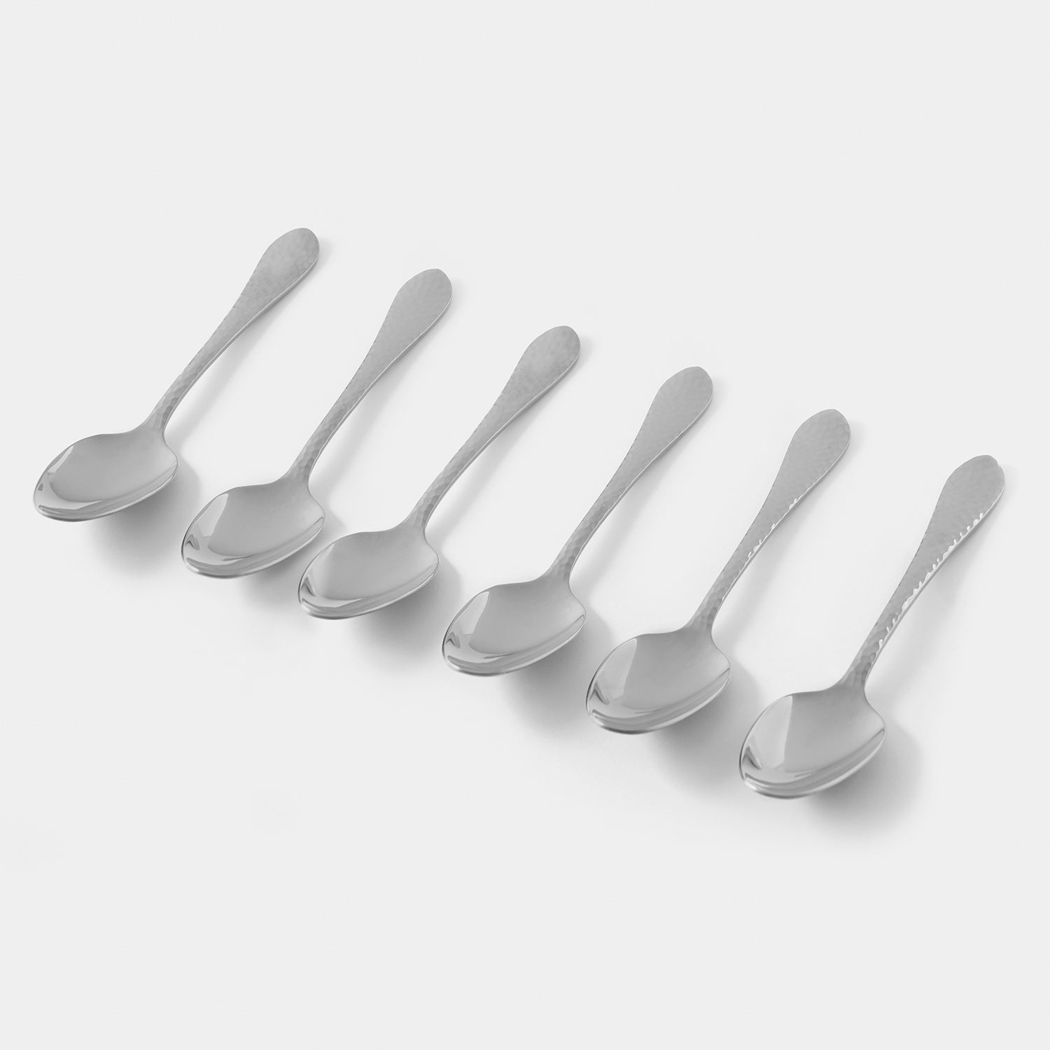 Set of 6 Silver Stainless Steel Dessert Spoons