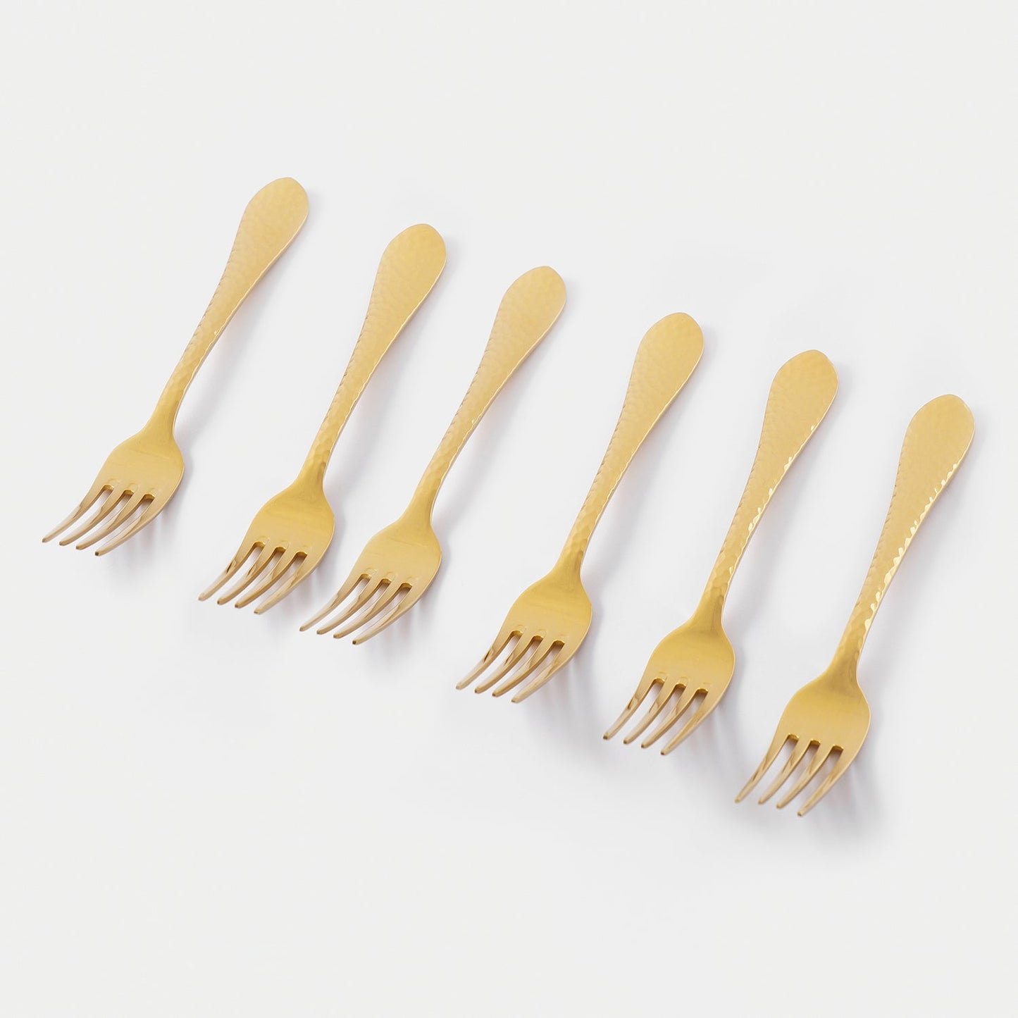 Set of 6 Gold Stainless Steel Dessert Forks