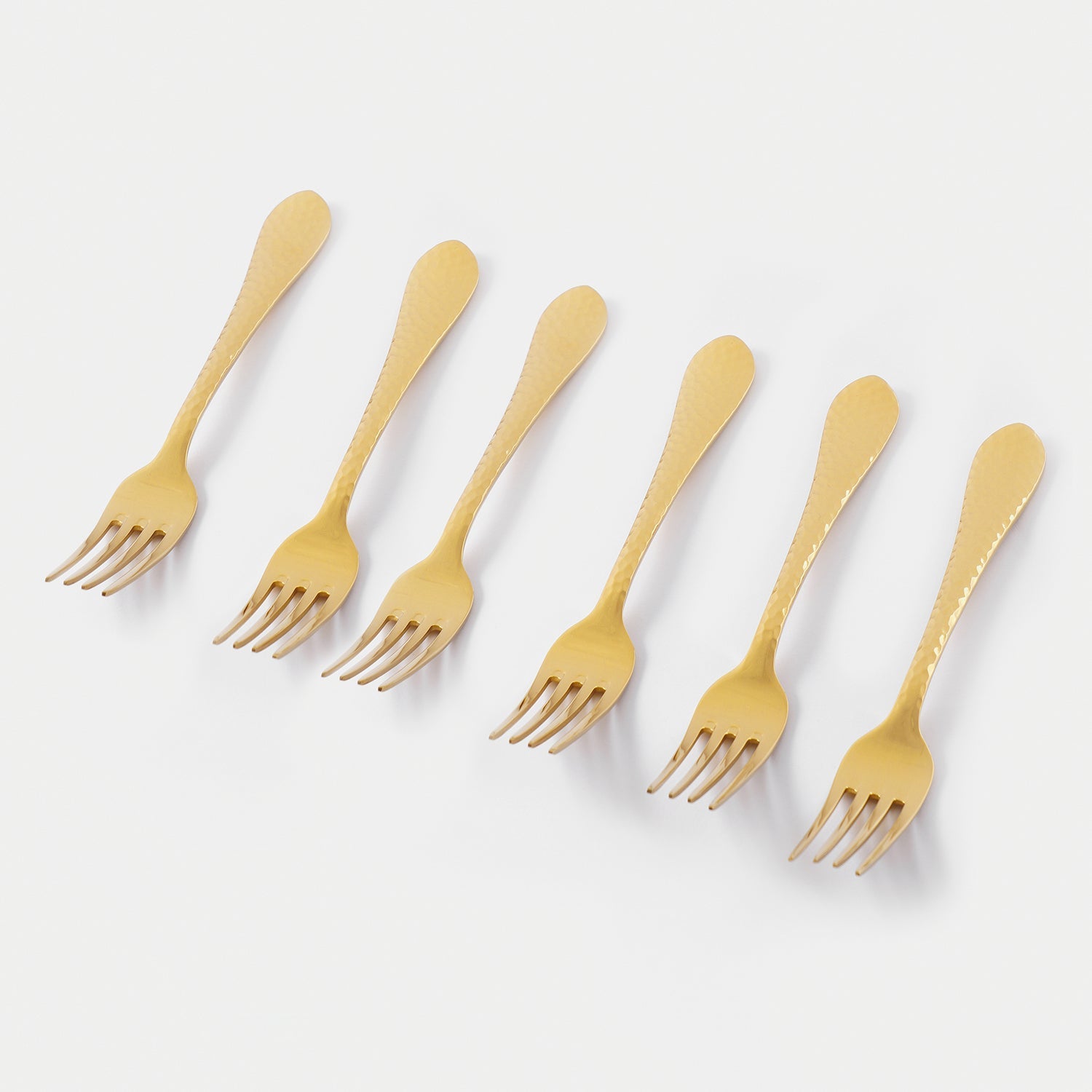 Set of 6 Gold Stainless Steel Dessert Forks