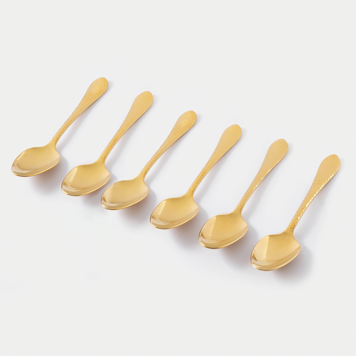 Set of 6 Gold Stainless Steel Dessert Spoons