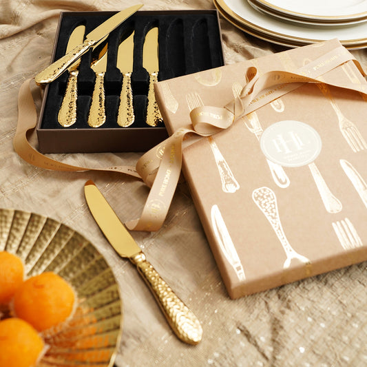 Set of 6 Gold Stainless Steel Dessert Knives