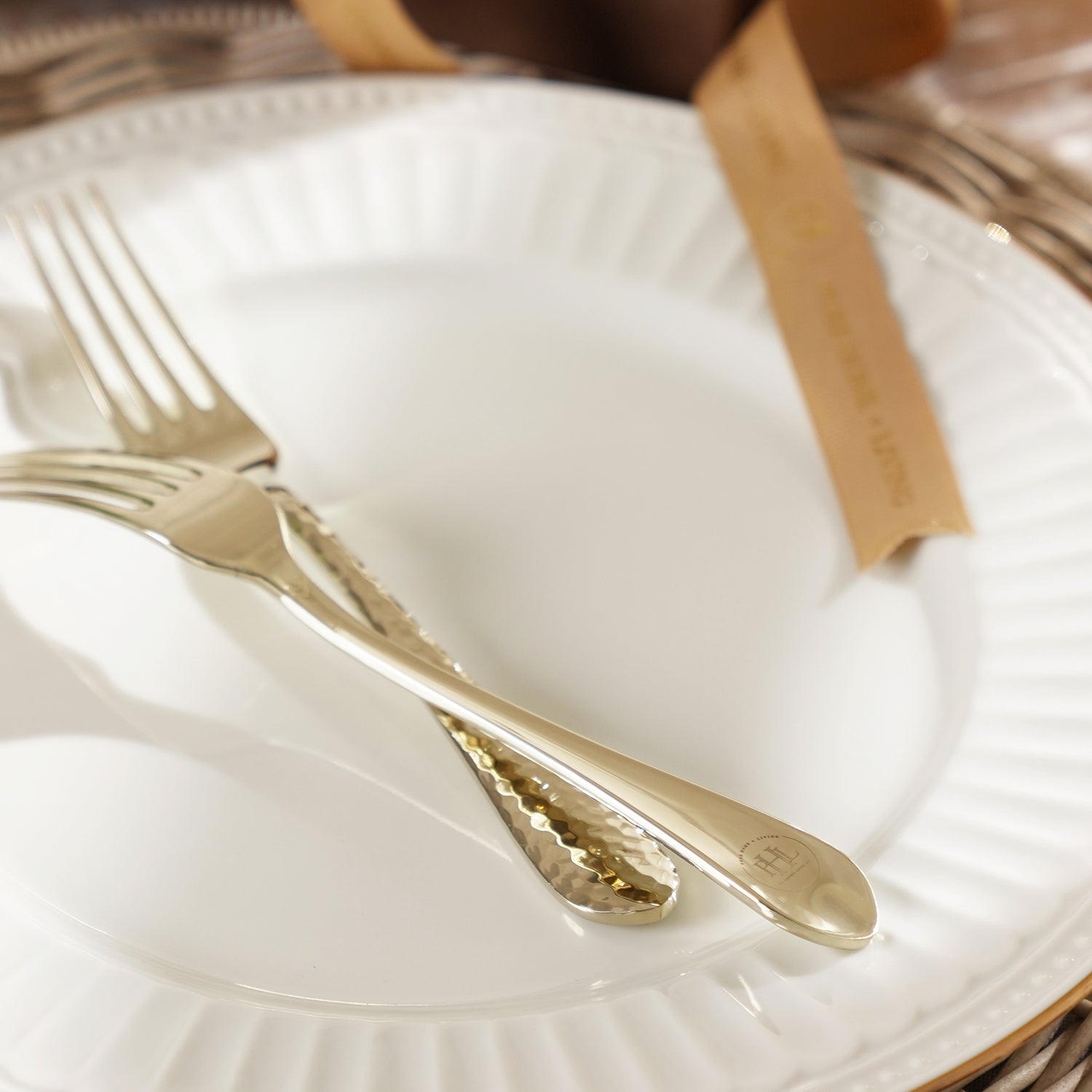 Set of 6 Gold Stainless Steel Dessert Forks