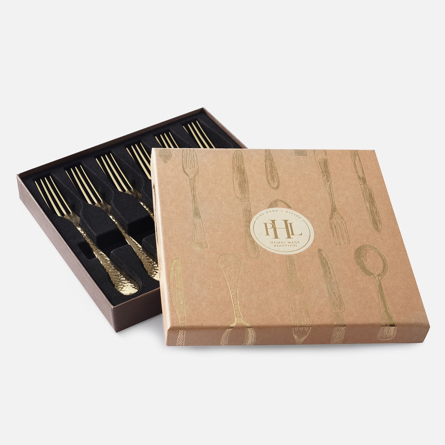 Set of 6 Gold Stainless Steel Dessert Forks