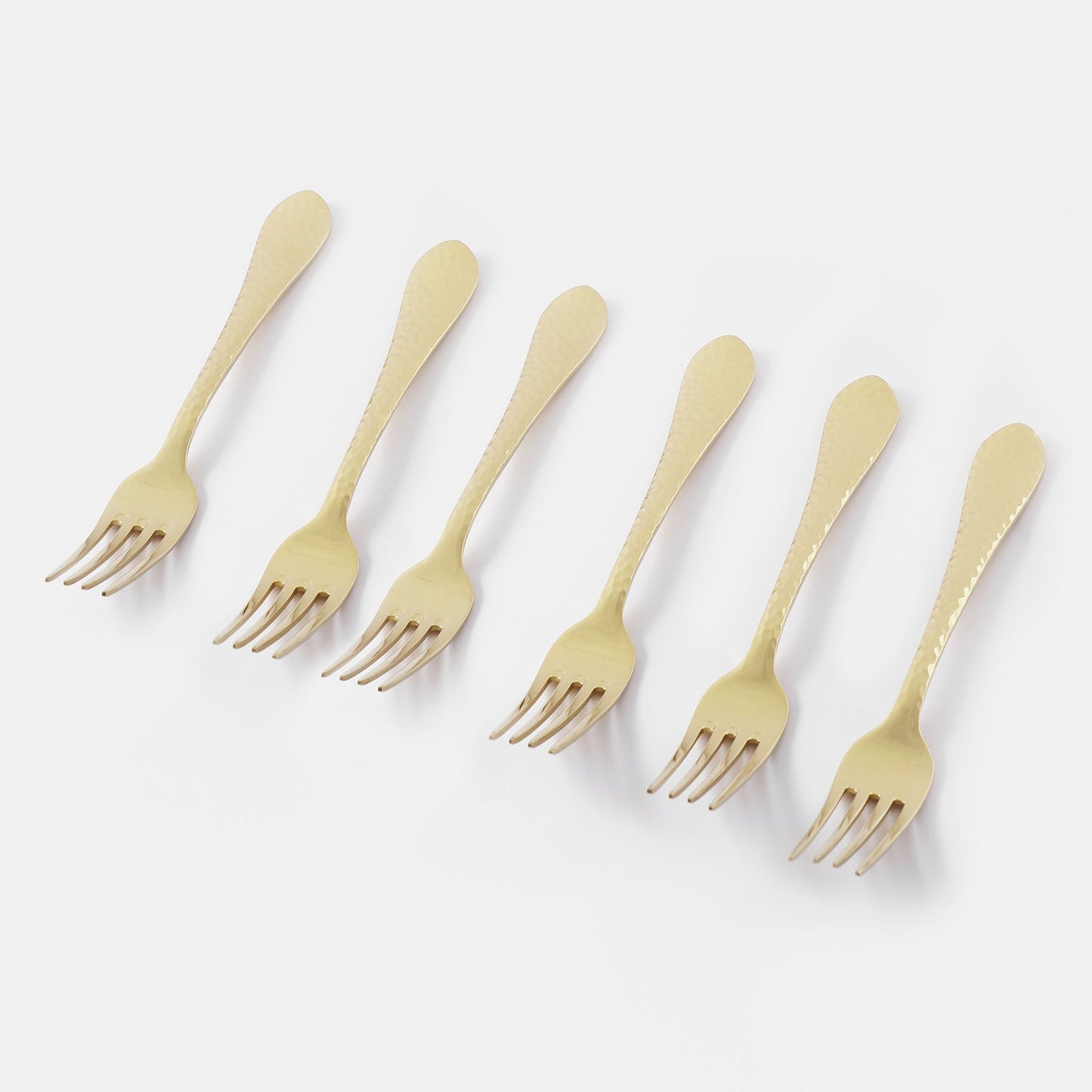 Set of 6 Gold Stainless Steel Dessert Forks