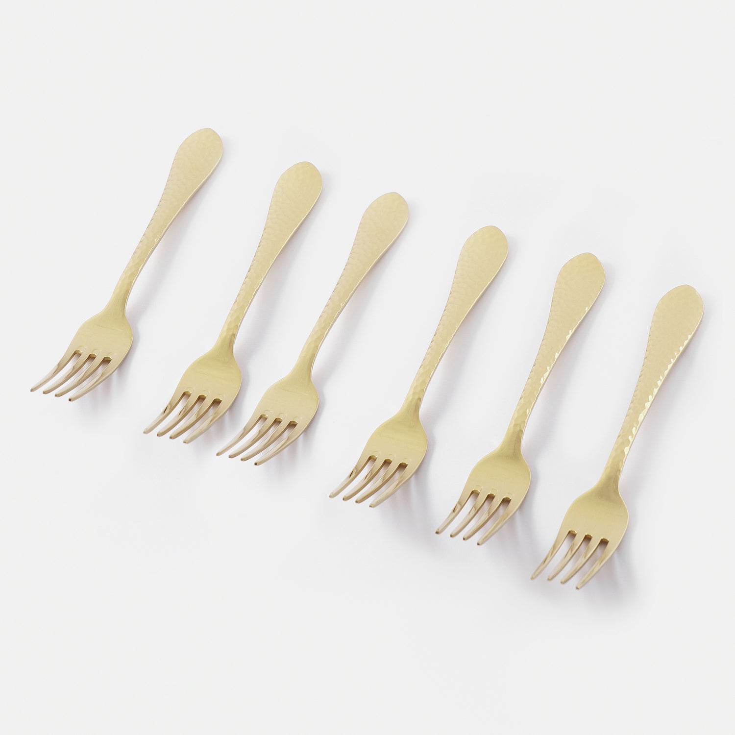 Set of 6 Gold Stainless Steel Dessert Forks