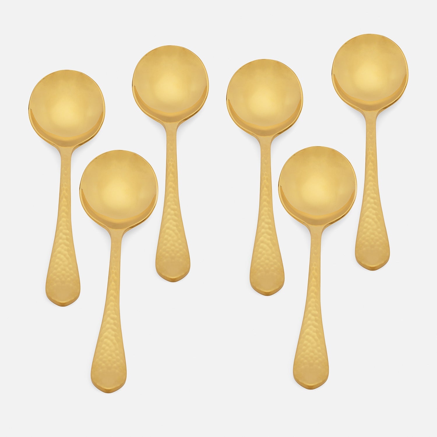 Set of 6 Gold Stainless Steel Soup Spoons