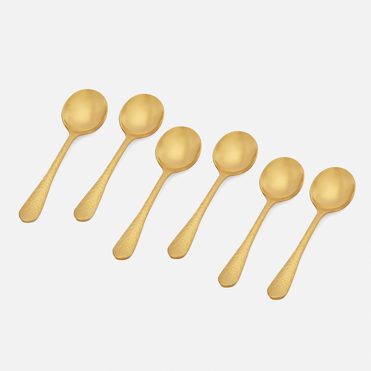 Set of 6 Gold Stainless Steel Soup Spoons