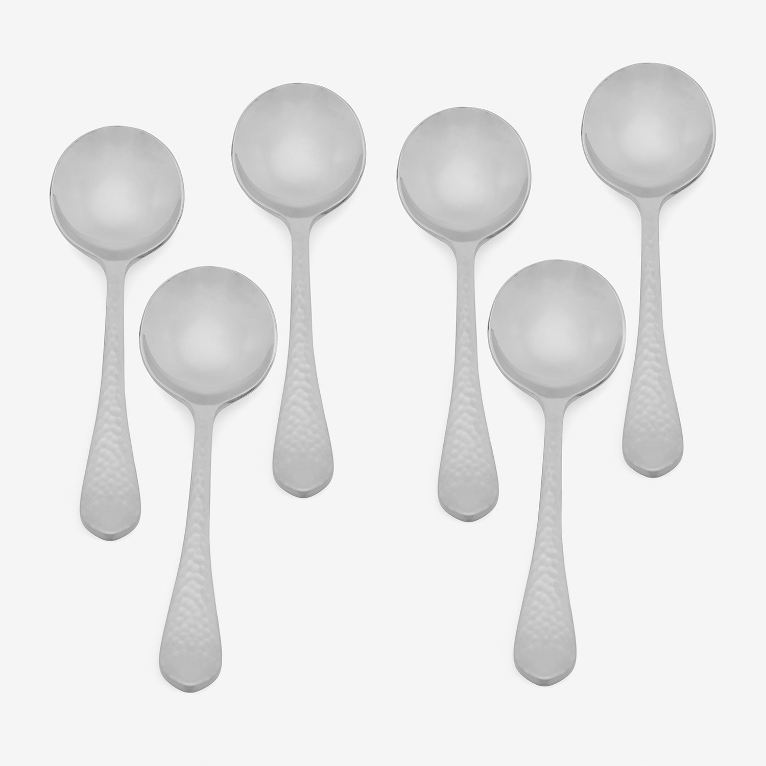 Set of 6 Silver Stainless Steel Soup Spoons