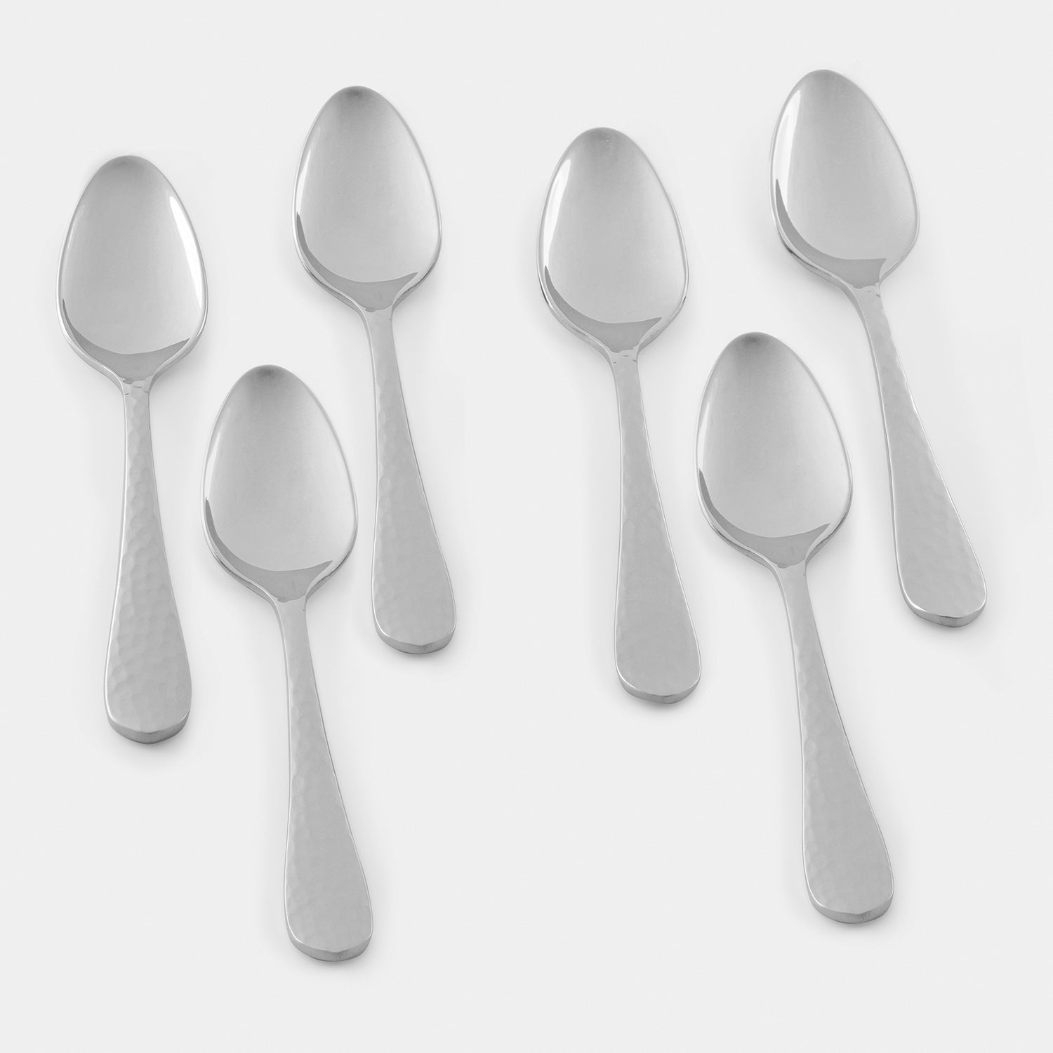 Set of 6 Silver Stainless Steel Dessert Spoons