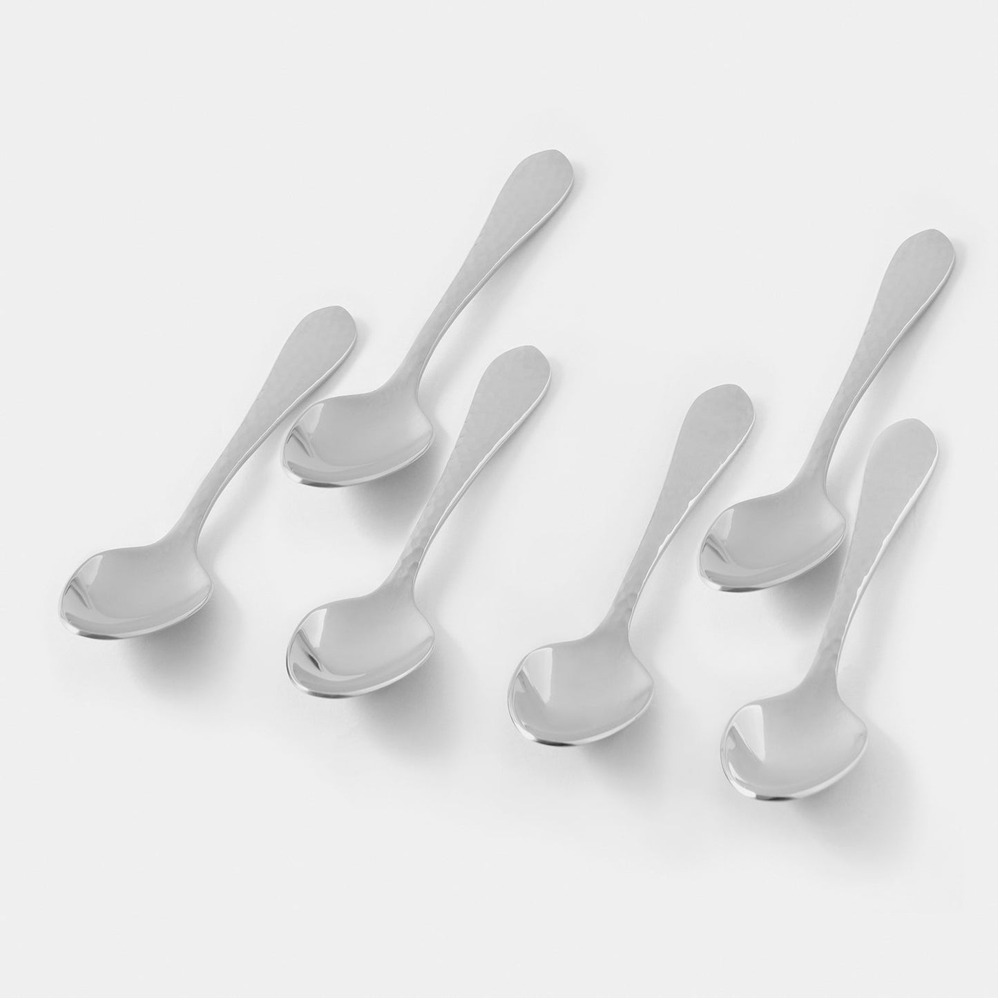 Set of 6 Silver Stainless Steel Dessert Spoons