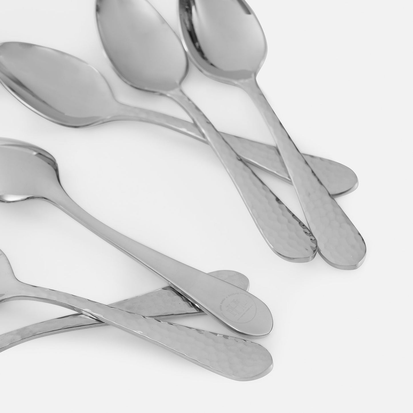 Set of 6 Silver Stainless Steel Dessert Spoons