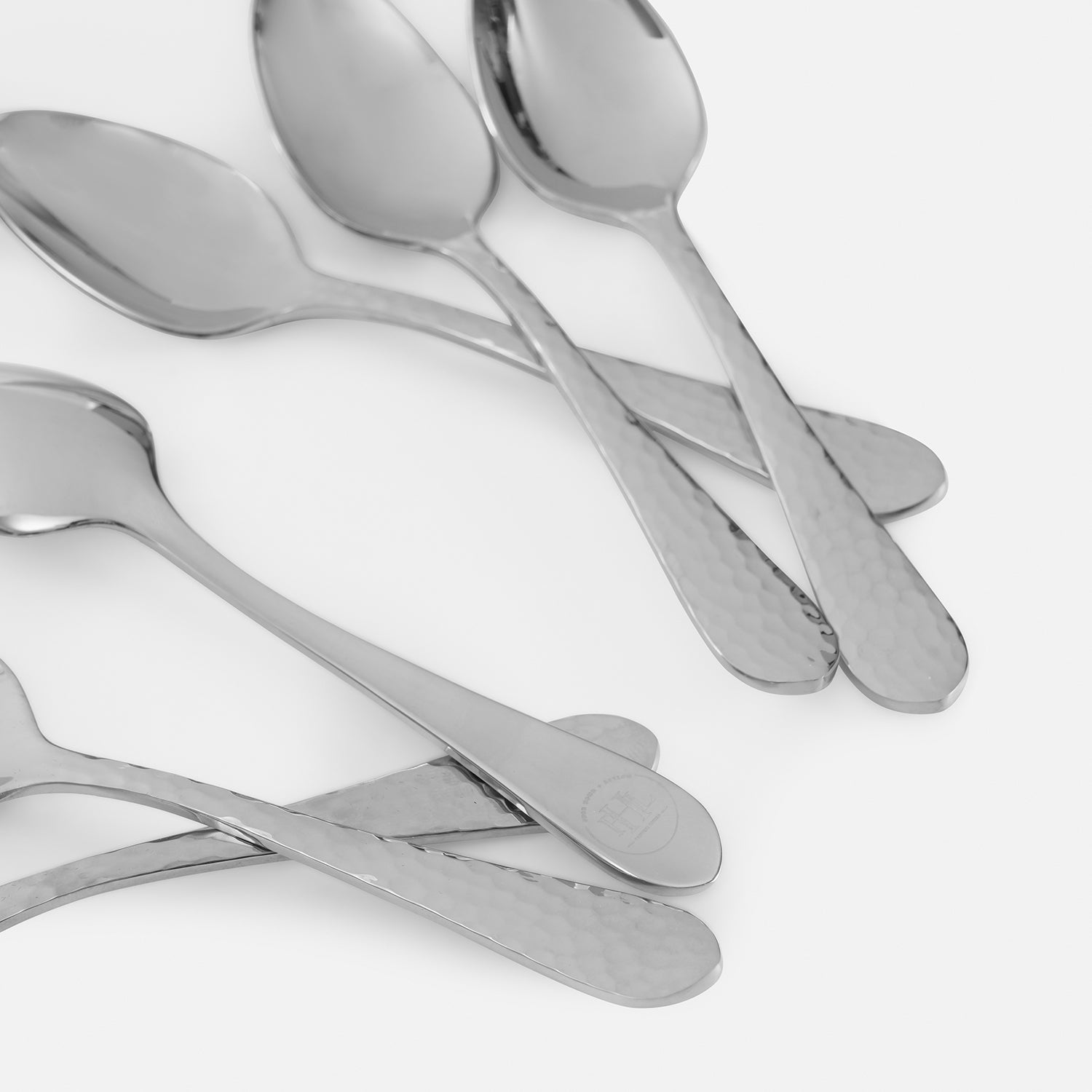Set of 6 Silver Stainless Steel Dessert Spoons
