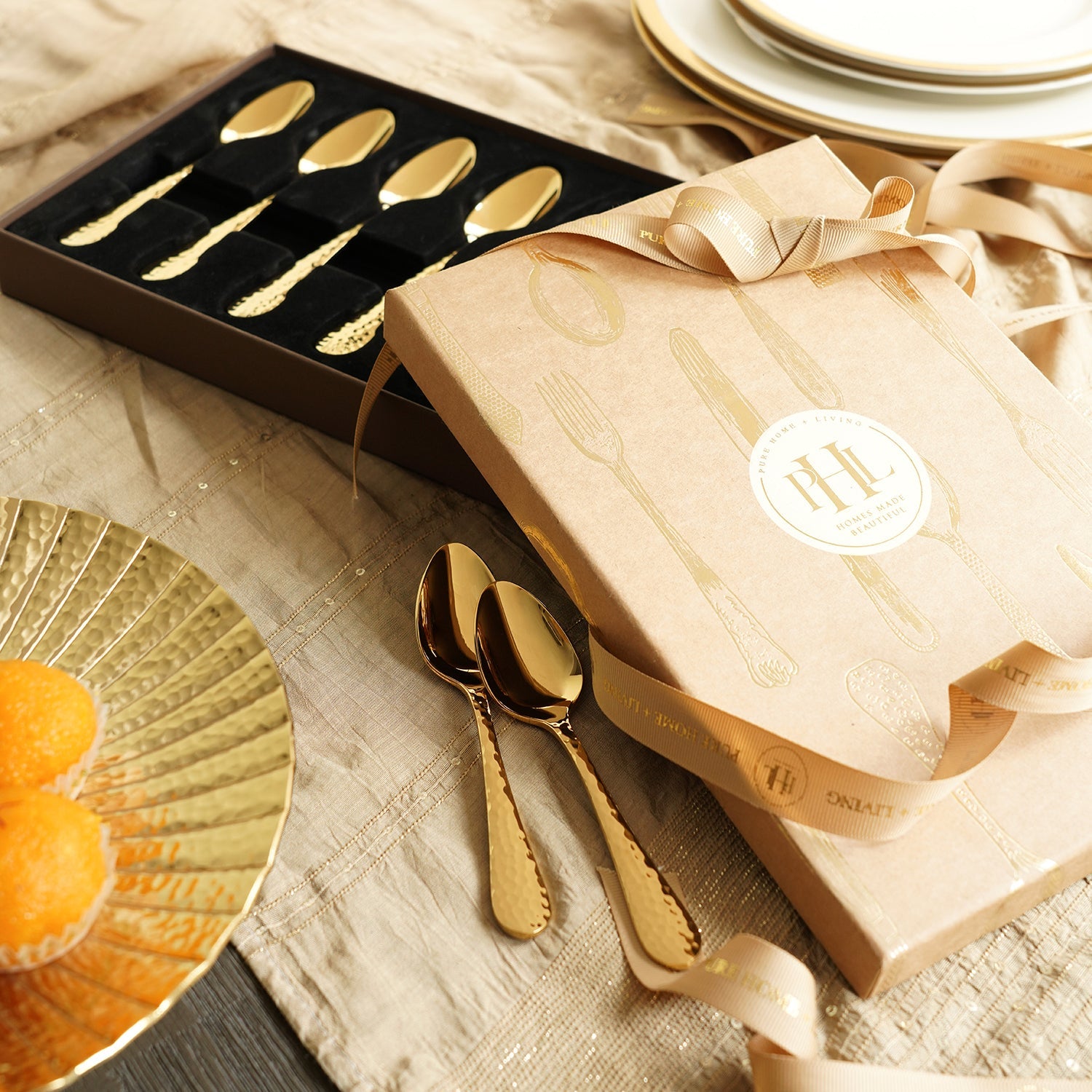 Set of 6 Gold Stainless Steel Tea Spoons