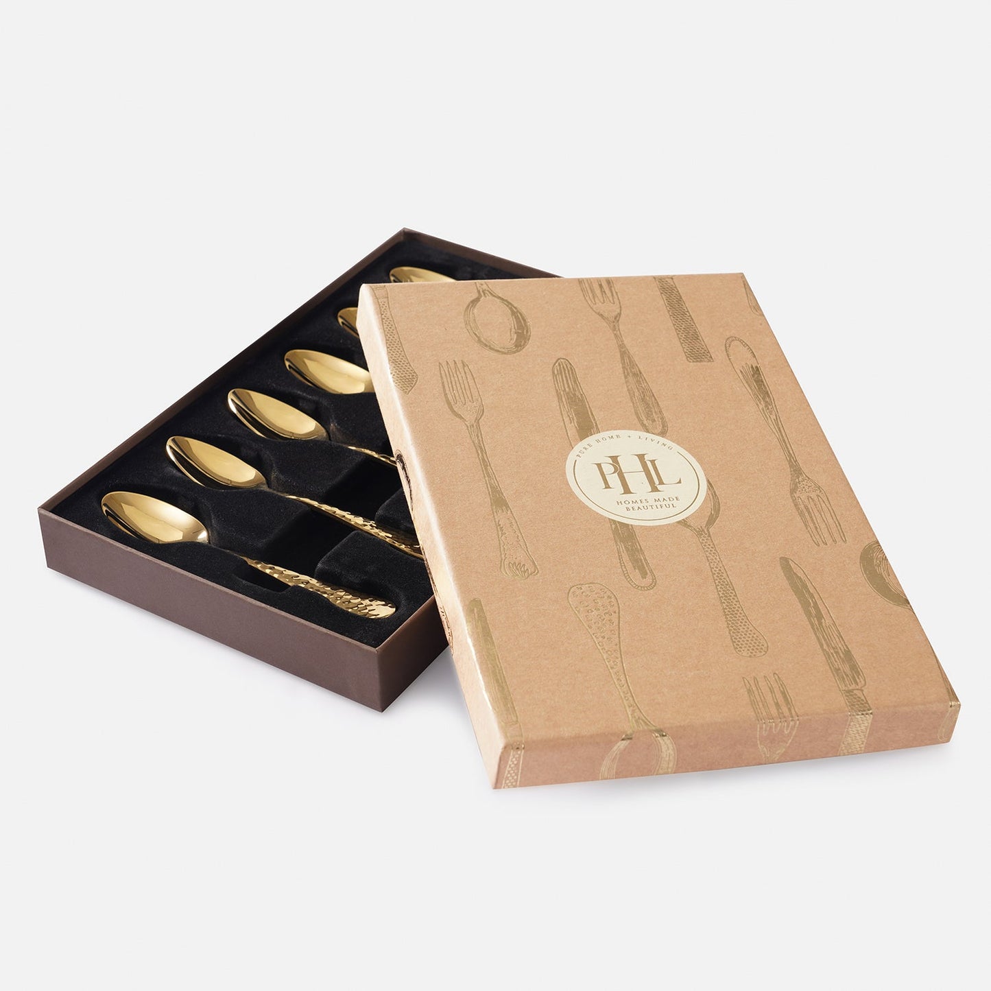 Set of 6 Gold Stainless Steel Tea Spoons