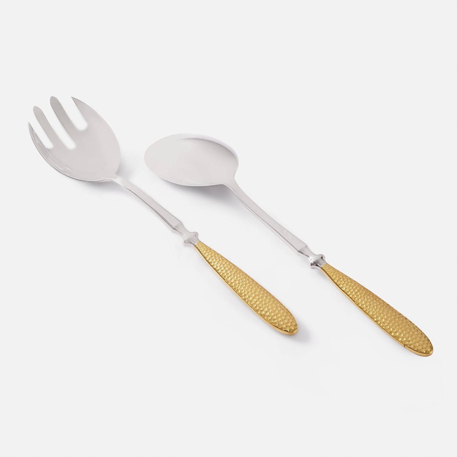 Set of 2 Silver and Gold Stainless Steel Fork and Spoon