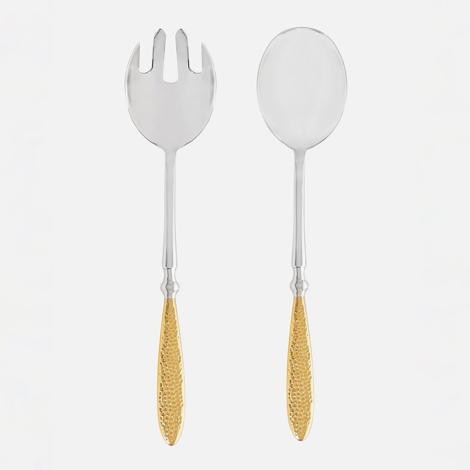Set of 2 Silver and Gold Stainless Steel Fork and Spoon
