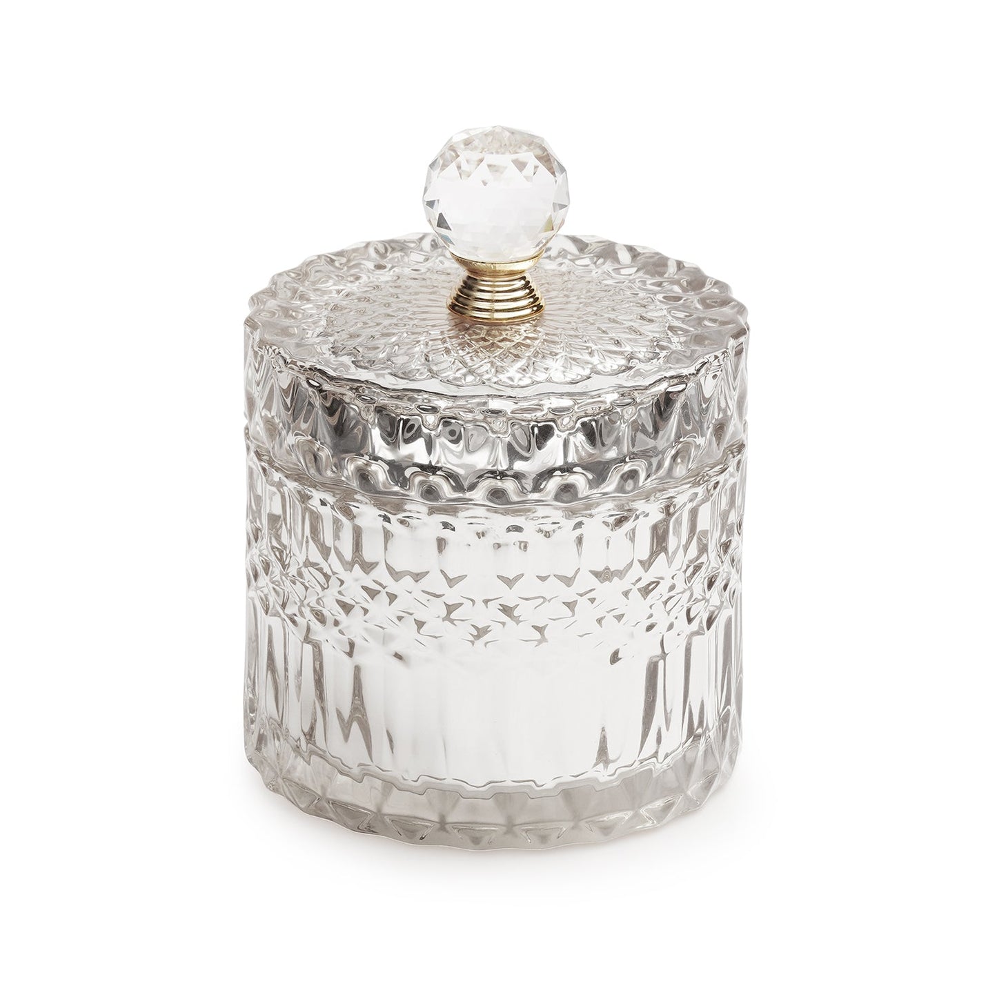 Silver Diamond Textured Glass Jar - Small
