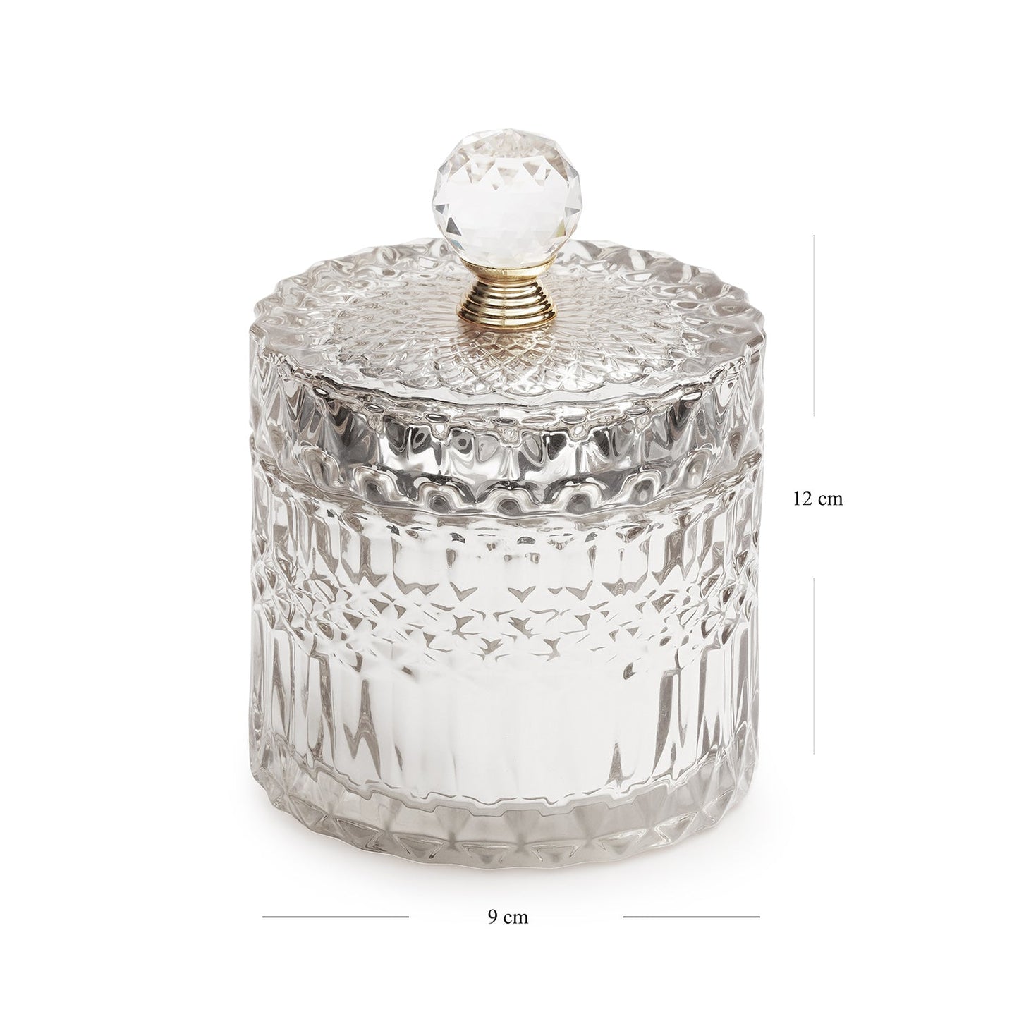 Silver Diamond Textured Glass Jar - Small