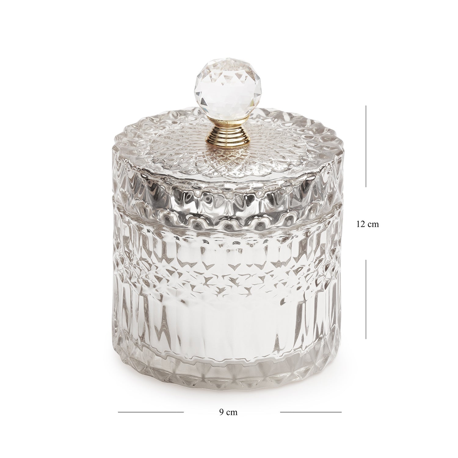Silver Diamond Textured Glass Jar - Small
