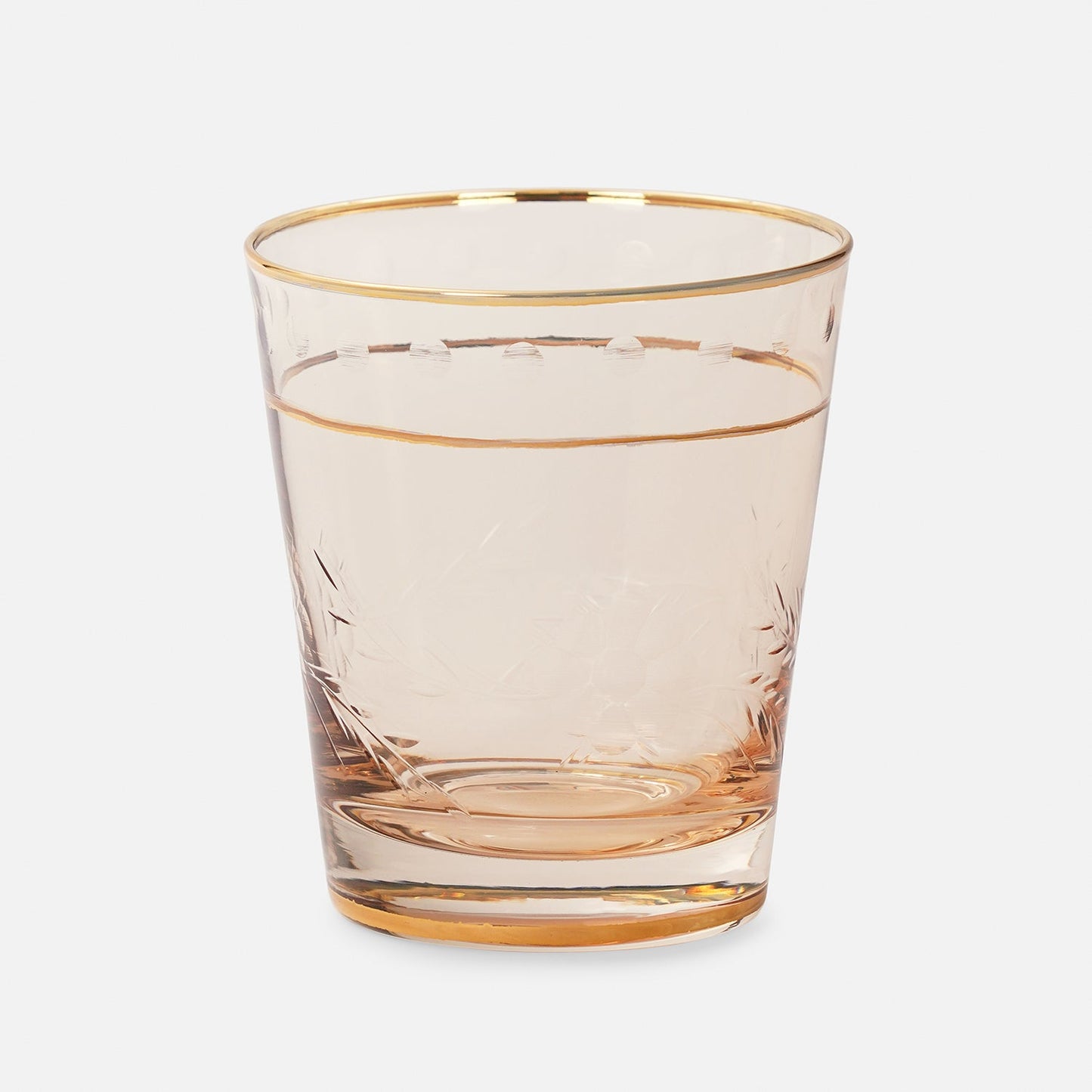 Set of 2 Gold Floral Etching Drinking Glasses