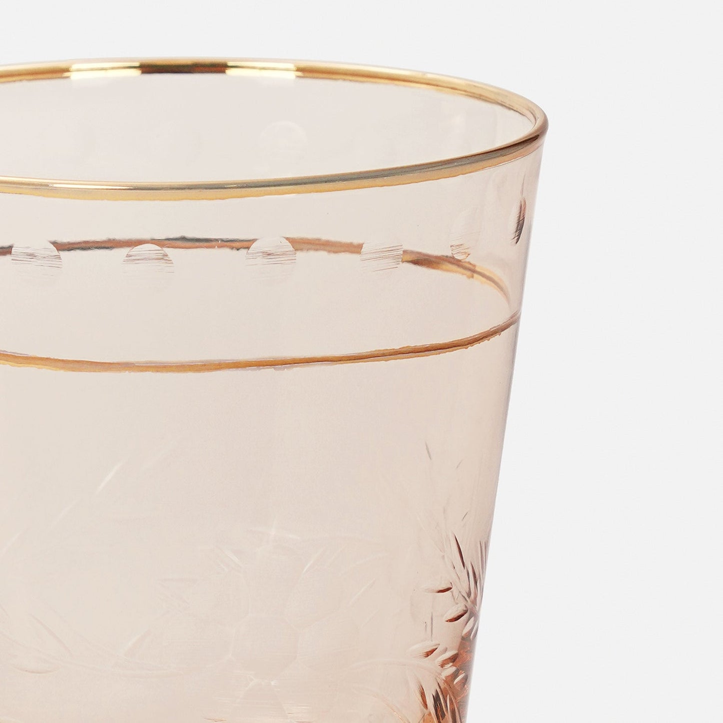 Set of 2 Gold Floral Etching Drinking Glasses