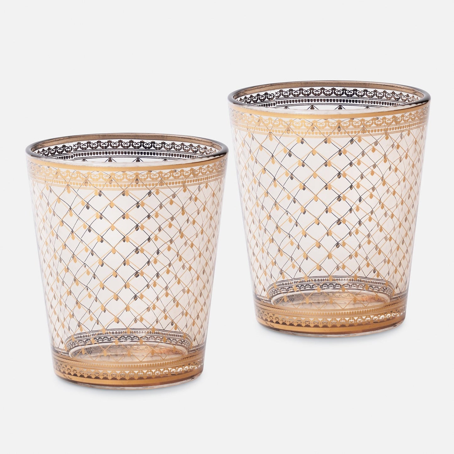 Set of 2 Clear Criss Cross Printed Drinking Glasses