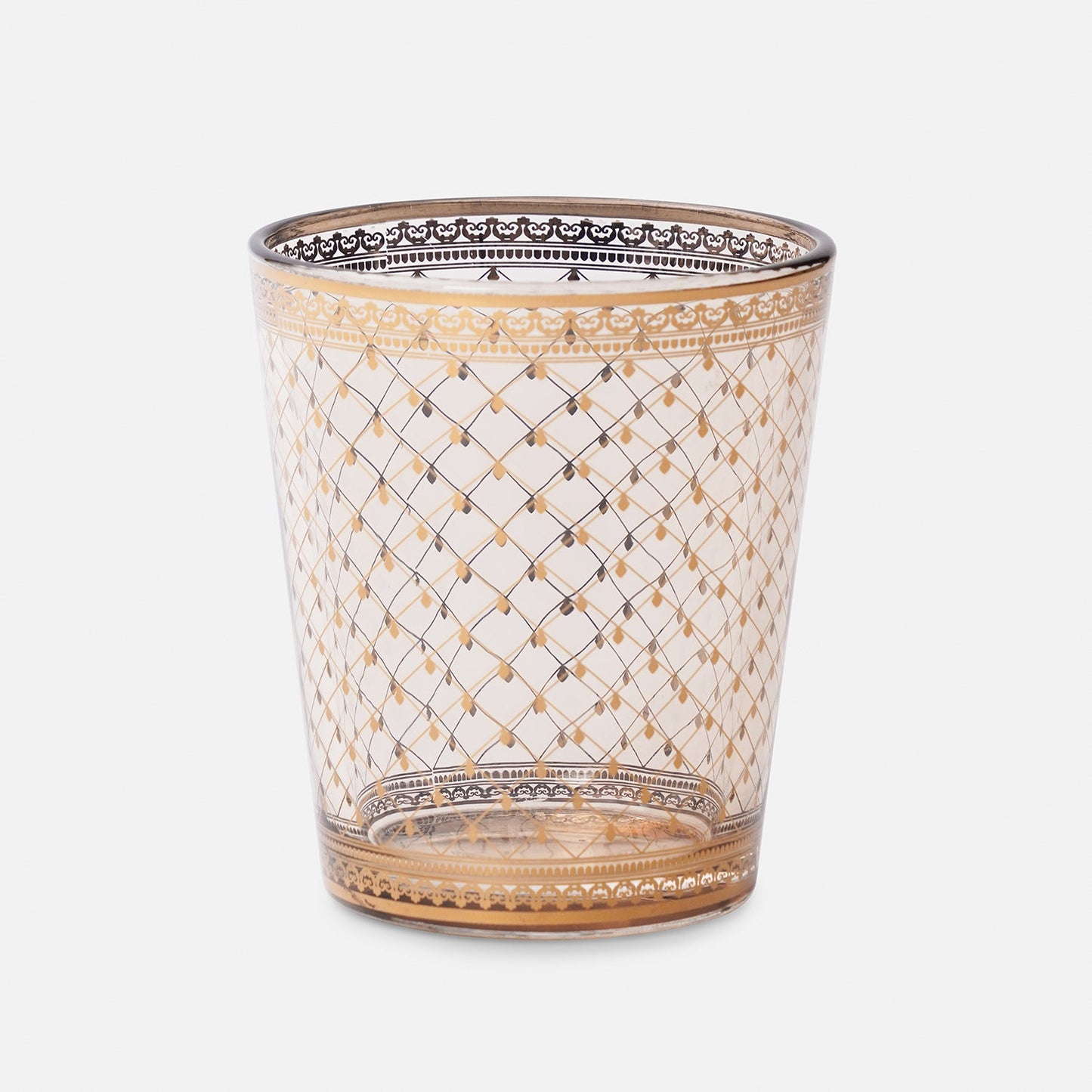 Set of 2 Clear Criss Cross Printed Drinking Glasses