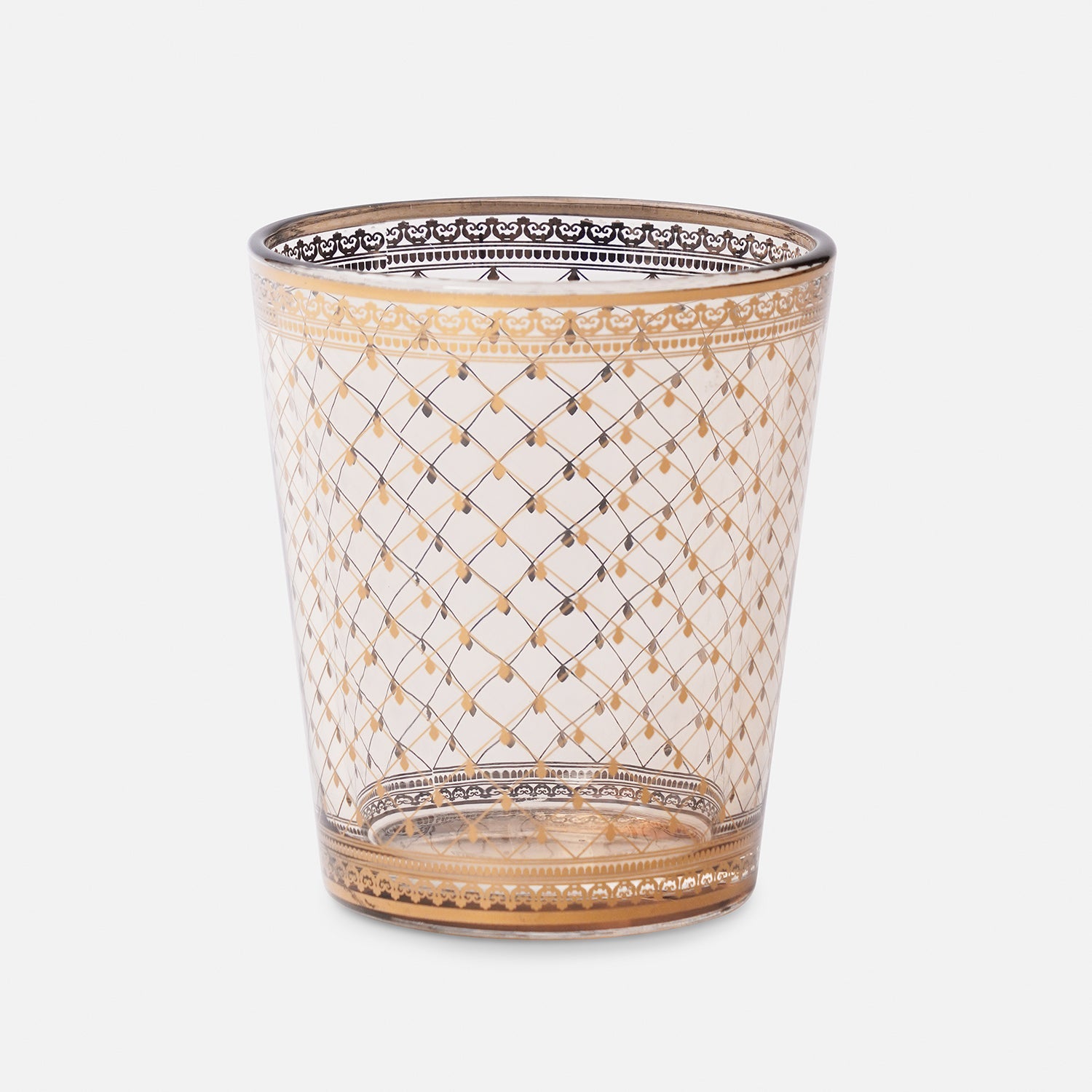 Set of 2 Clear Criss Cross Printed Drinking Glasses