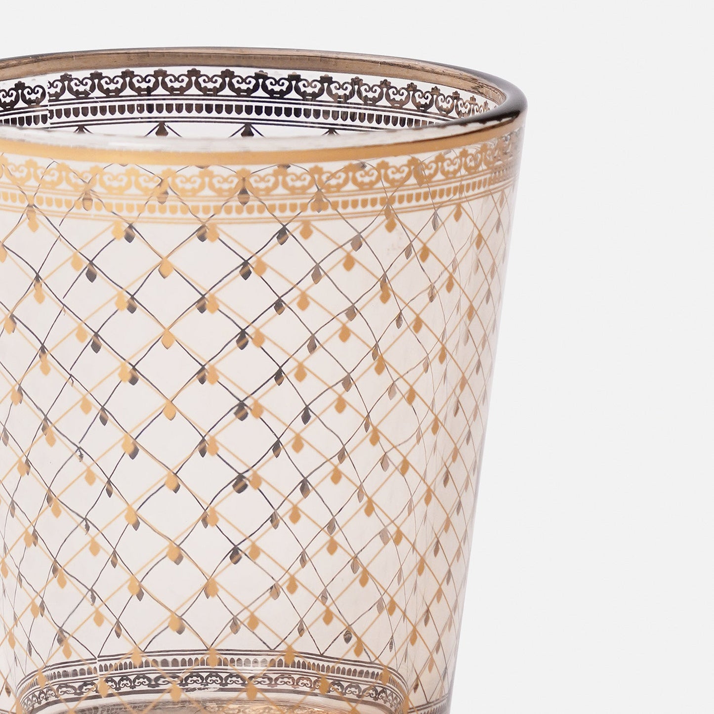 Set of 2 Clear Criss Cross Printed Drinking Glasses