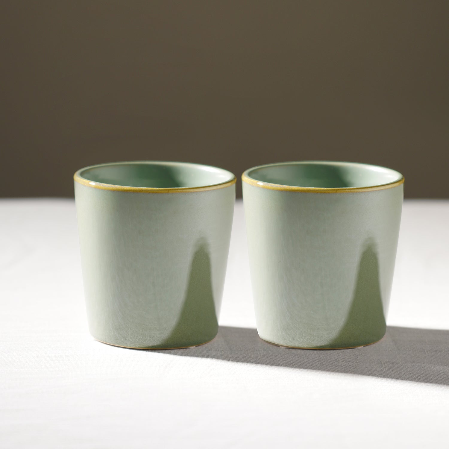 Set of 2 Green Ceramic Pots - Small