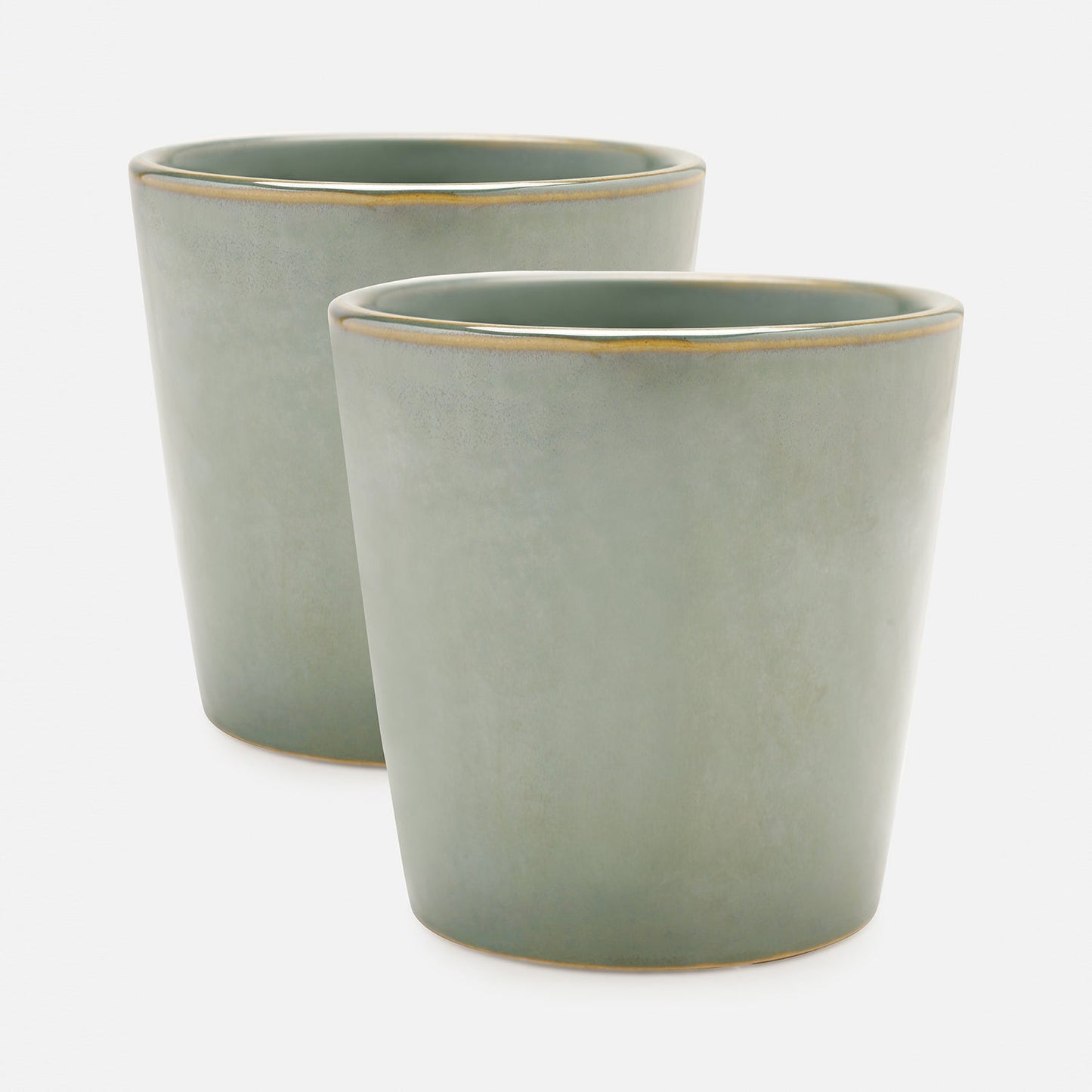 Set of 2 Green Ceramic Pots - Small