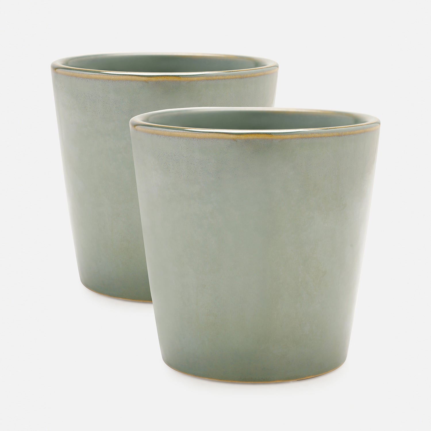 Set of 2 Green Ceramic Pots - Small