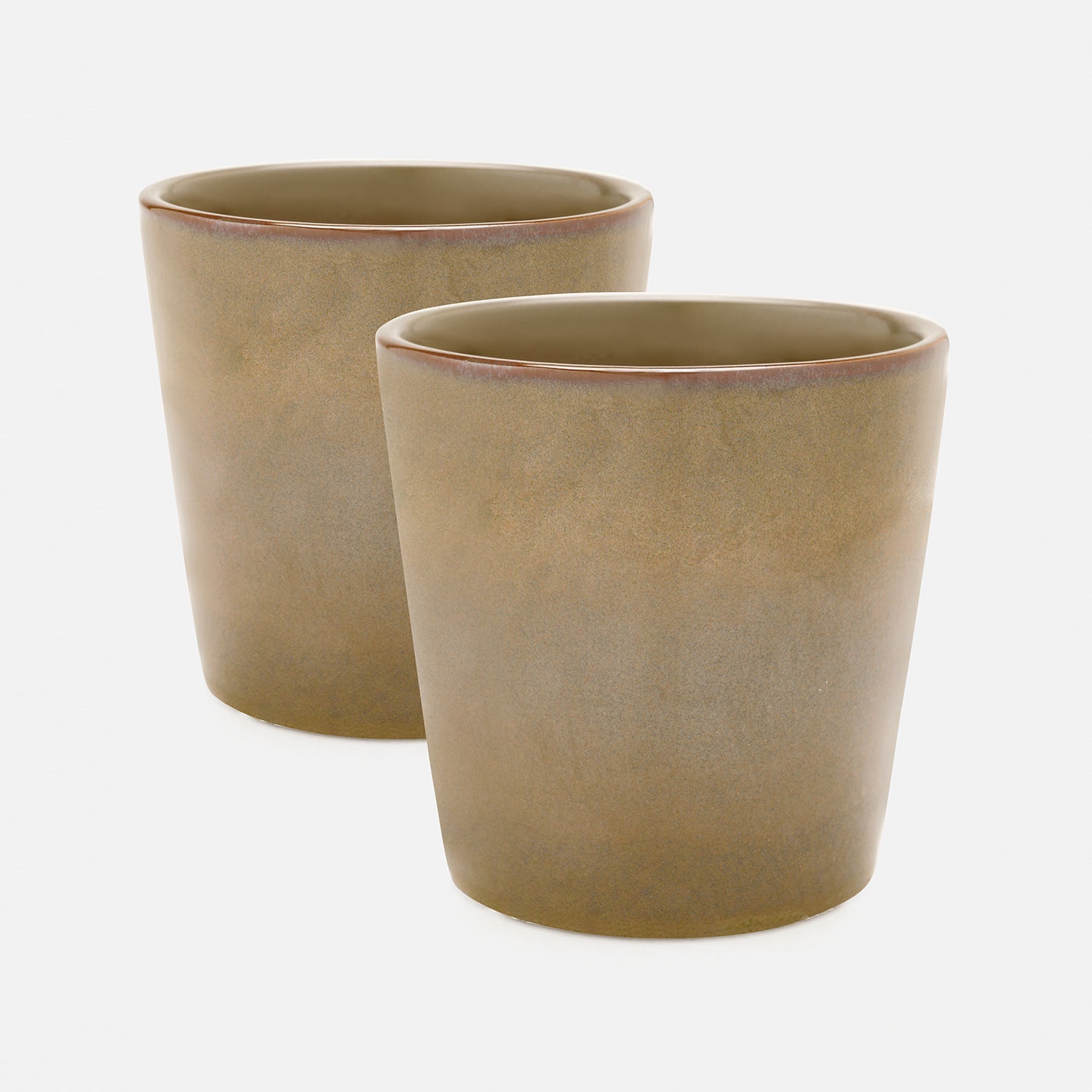 Set of 2 Beige Ceramic Pots - Small