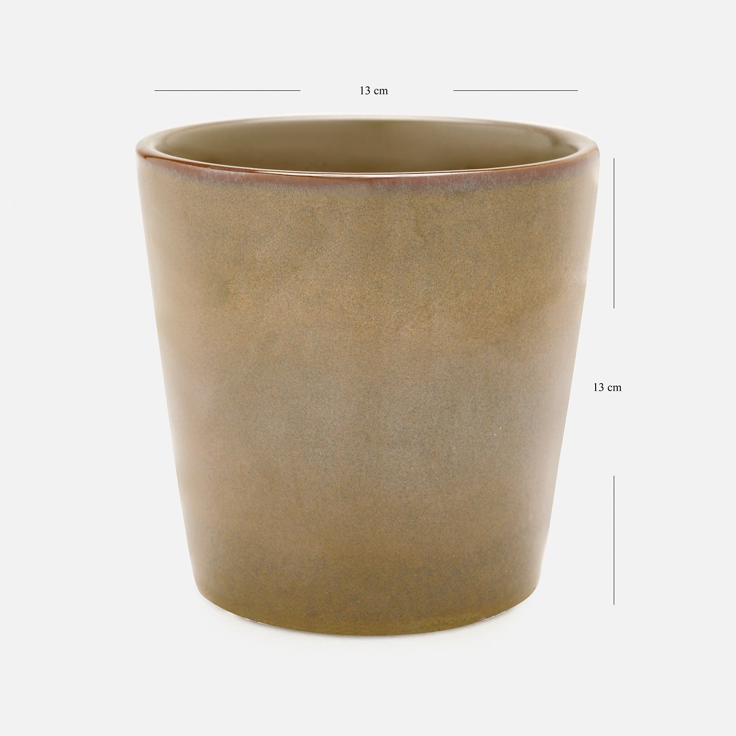 Set of 2 Beige Ceramic Pots - Large