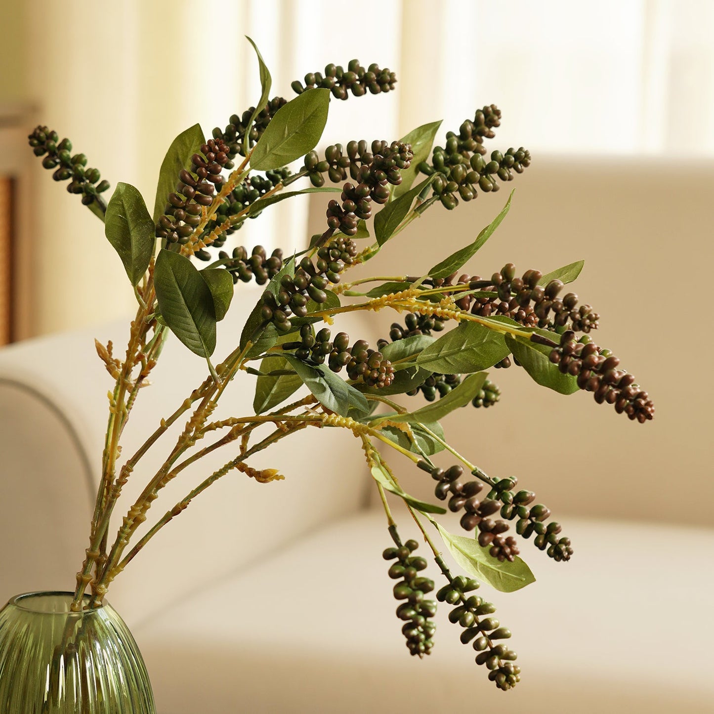 Dark Green Artificial Berry Stem - Single